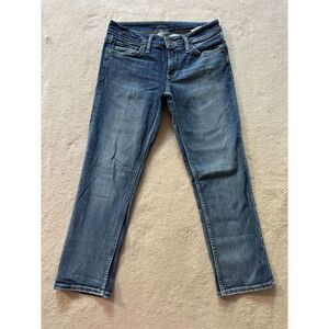 Silver Jeans‎ Capri Suki Womens Blue Embroidered Pocket Mid Rise Denim Size 27